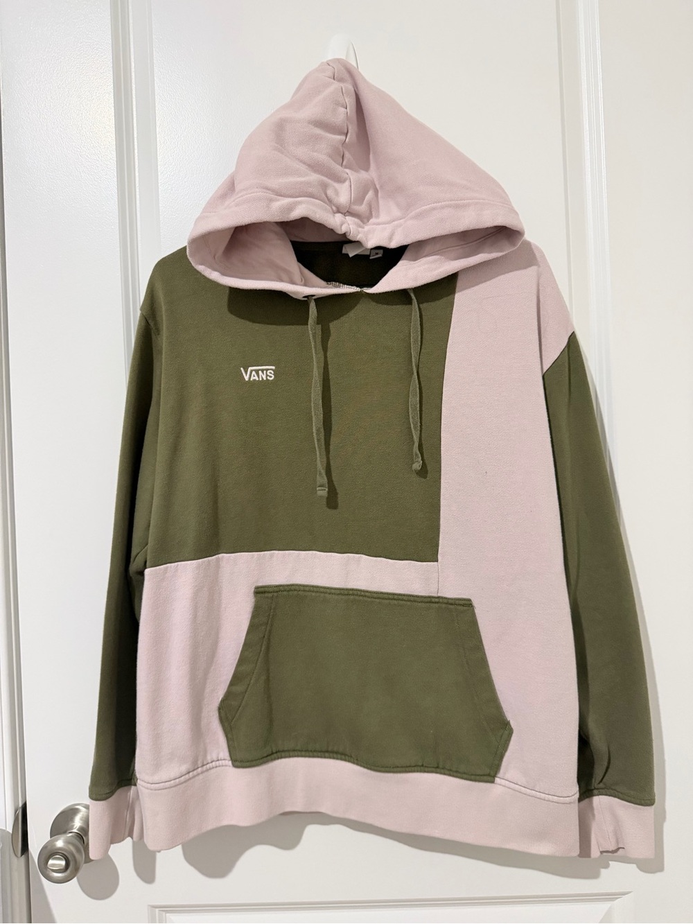 Vans Colorblock Crewneck Hoodie - Olive Green & Blush Pink